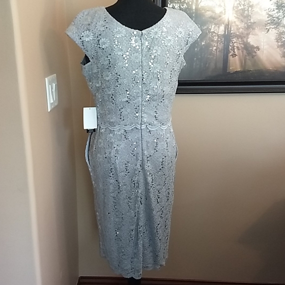 NWT Alex Evenings Dress Dove Gray‎ Silver - Gray Formal Dress - Picture 7 of 16